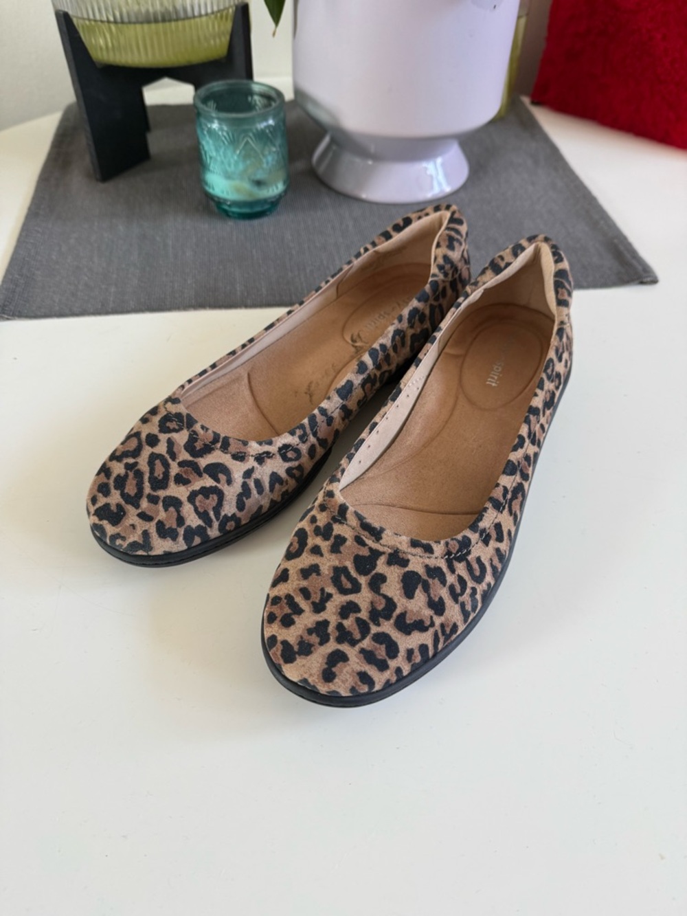 Easy Spirit Leopard Print Ballet Flats in Tan and Black
